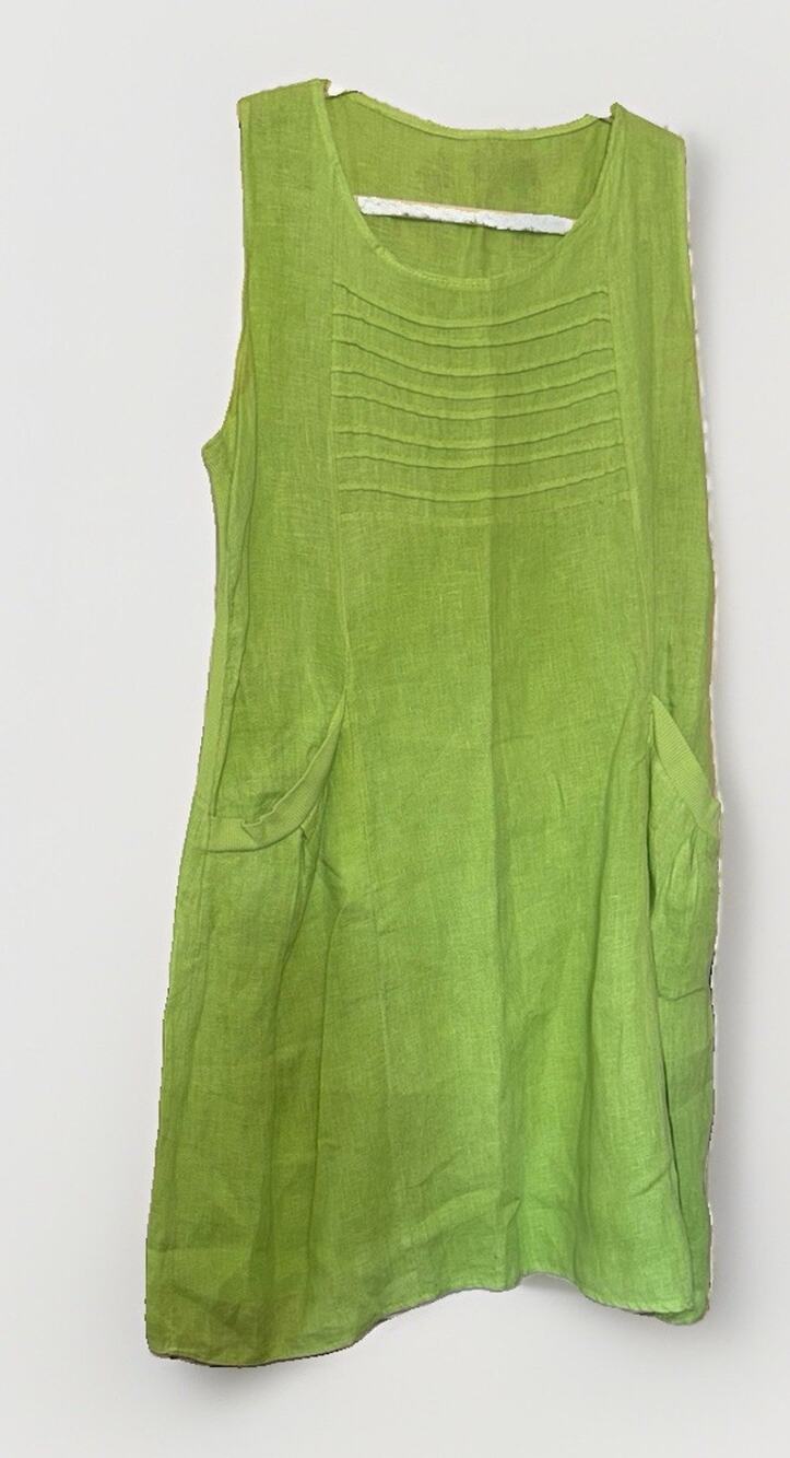 Dream House Italian Linen Beach Dress Size 3x Lime Green Made In Italy